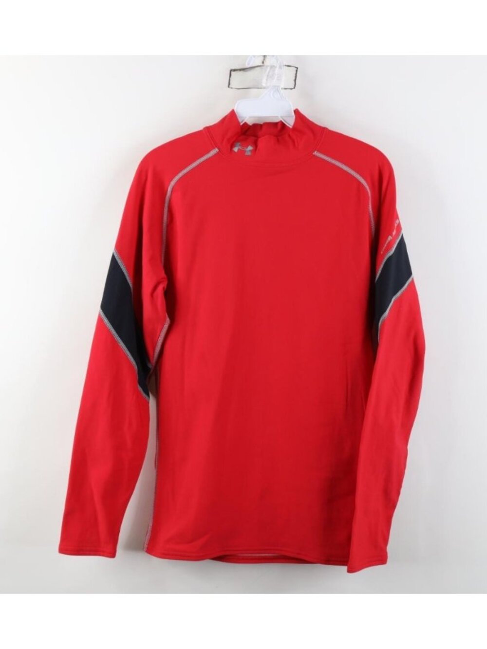 Under Armour Mens Large ColdGear Compression Mock Neck Training T-Shirt Red